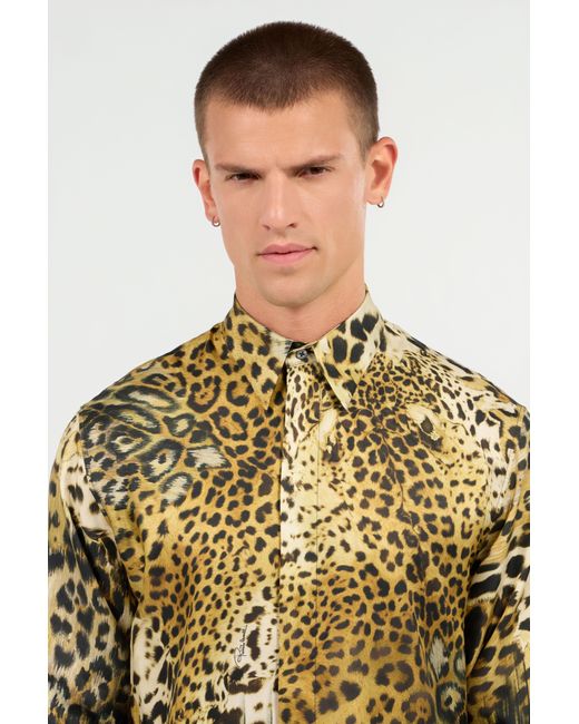 Roberto Cavalli Multicolor Jaguar Skin Print Shirt for men