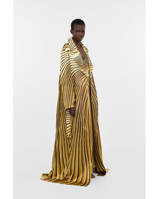 Roberto Cavalli Metallic Silk Trench Coat With Iside Print