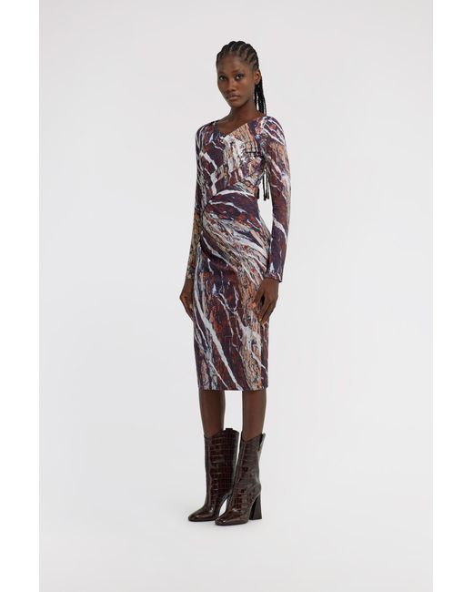 Roberto Cavalli White Marble Print Dress