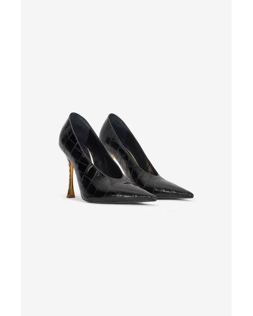 Roberto Cavalli Black Crocodile Scale-Effect Pumps