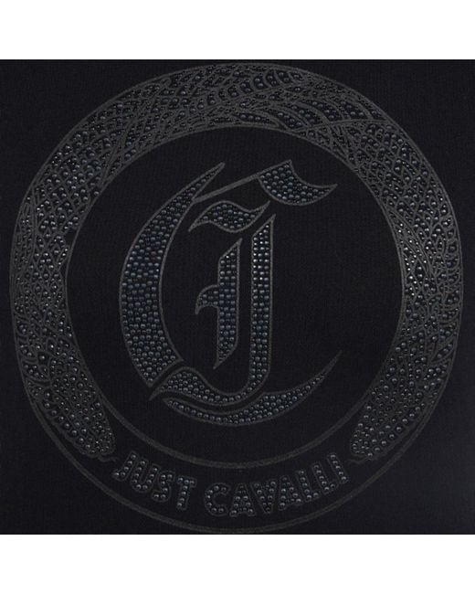 Roberto Cavalli Blue Cotton Sweatshirt With Jewel Logo