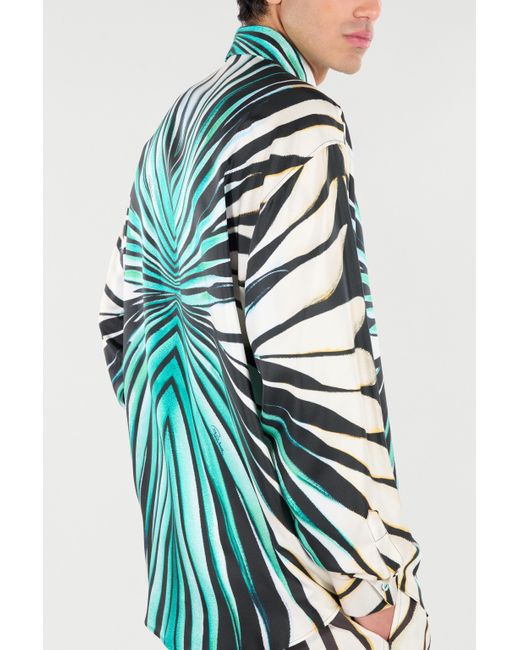 Roberto Cavalli Green Ray Of Sea Print Shirt for men