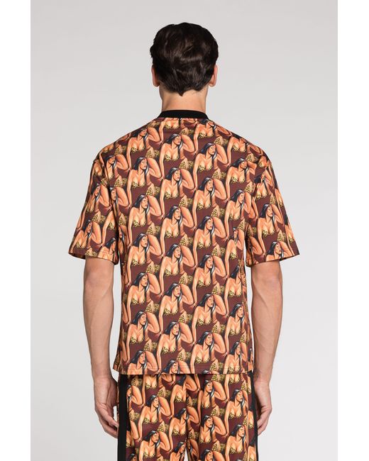 Roberto Cavalli Orange Graphic-Print Cotton T-Shirt for men