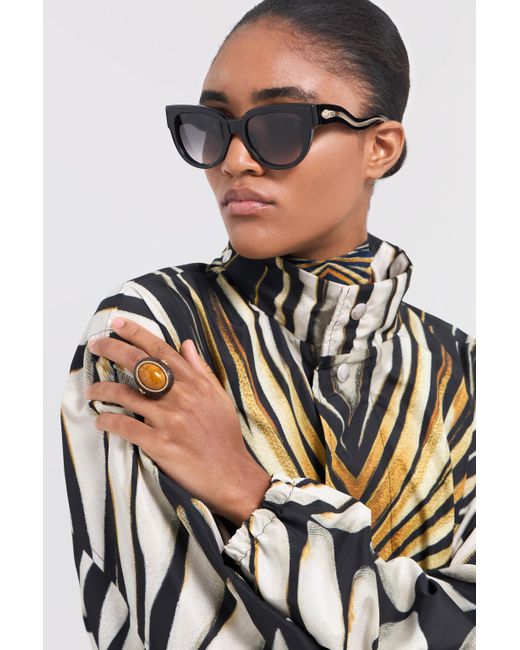 Roberto Cavalli Black Enameled Metal Ring