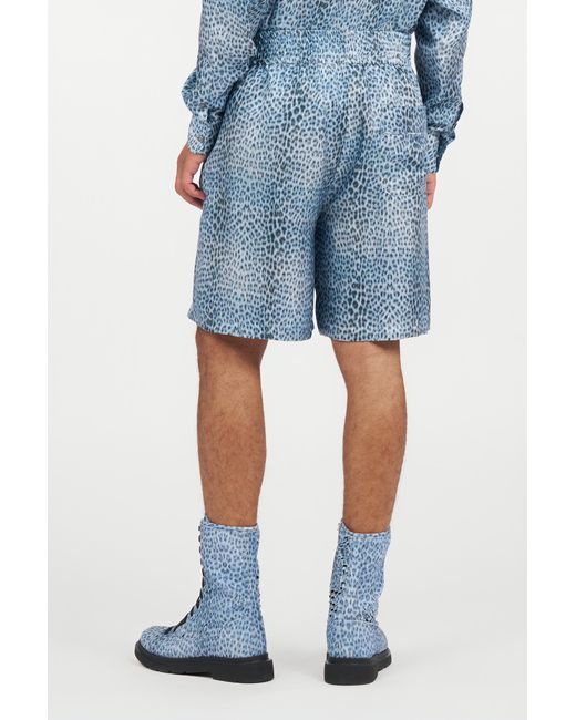 Roberto Cavalli Blue Baby Jaguar Print Fabric Shorts for men