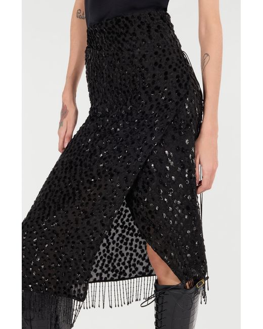 Roberto Cavalli Black Skirt With Beaded Hem