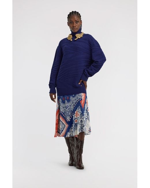 Roberto Cavalli Blue Turtleneck Sweater