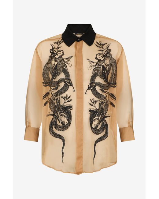 Roberto Cavalli Natural Shirt With Snakes for men