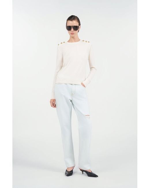Roberto Cavalli White Sweater With Buttons
