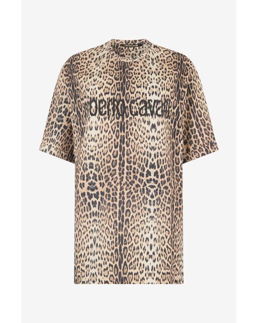 Roberto Cavalli Multicolor Jaguar Print T-Shirt for men