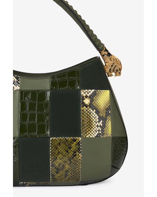 Roberto Cavalli Green Hobo Roar Bag Mit Patchwork