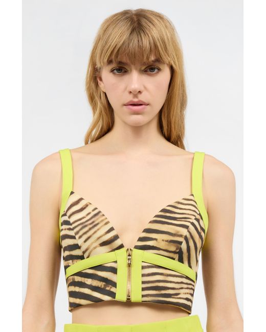 Haut Cropped Avec Imprimé Tiger Skin Roberto Cavalli en coloris Yellow
