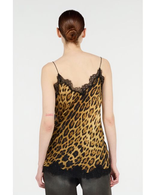 Roberto Cavalli Brown Leopard Print Lace Slip Dress