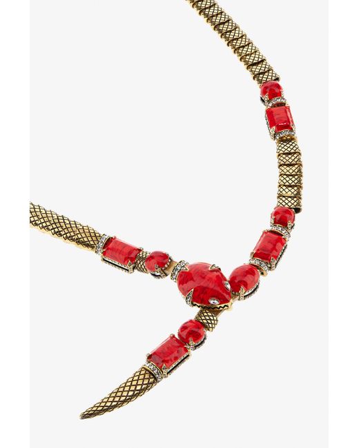 Roberto Cavalli White Rigid Necklace With Snake And Decoration