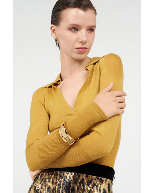 Roberto Cavalli Metallic Tone Bracelet With Semiprecious Stone And Spikes