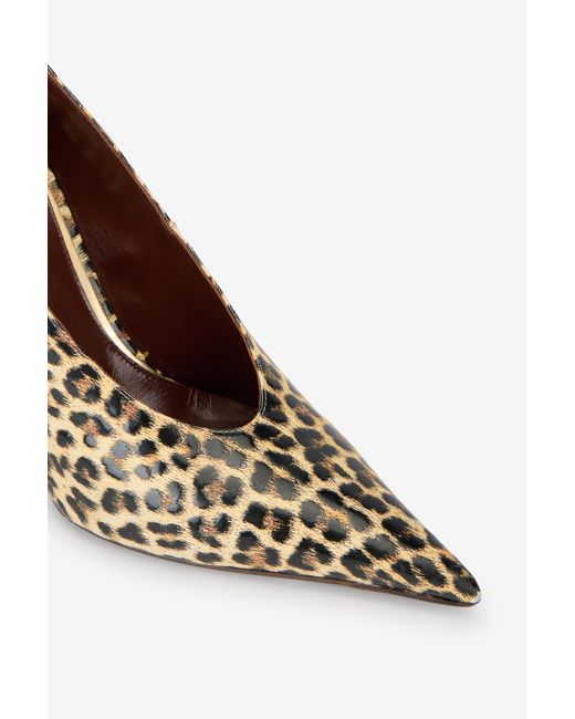 Roberto Cavalli Brown Animal-Print Leather Pumps With Snake Detail