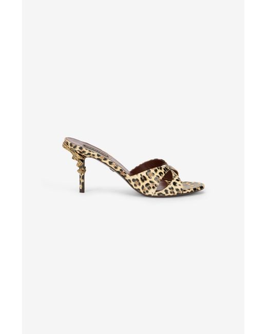 Roberto Cavalli Multicolor Leather Sandals With Leopard Print