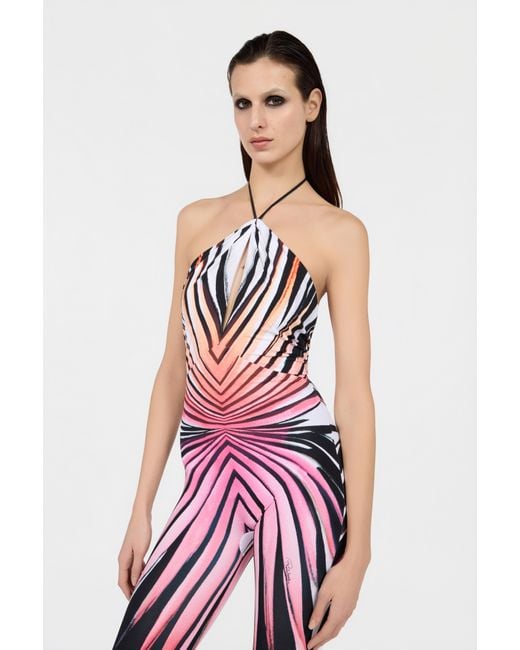 Roberto Cavalli Red Ray Of Paradise Print Jumpsuits