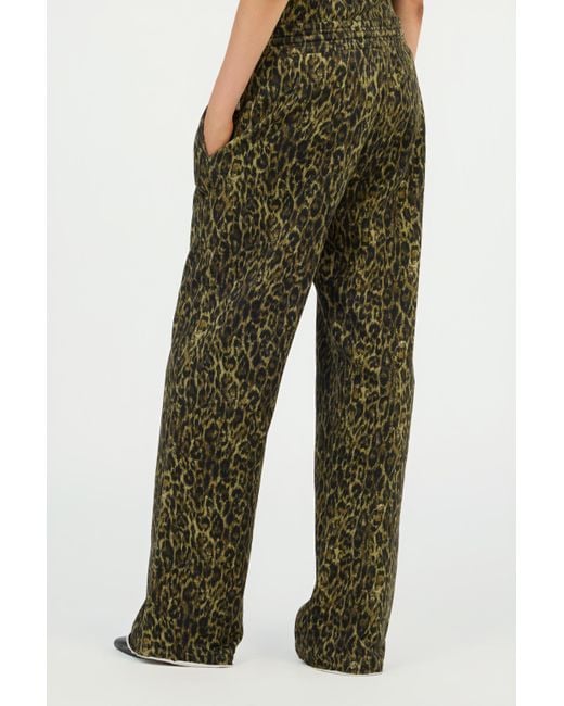 Roberto Cavalli Green Hose Mit Leopardendruck