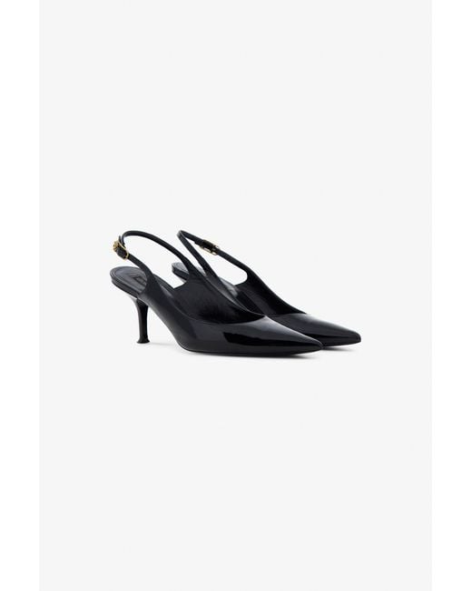 Roberto Cavalli Black Leather Slingback Pumps
