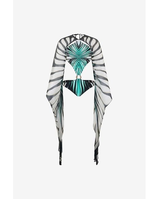 Roberto Cavalli Multicolor Ray Of Sea Print Swimsuit
