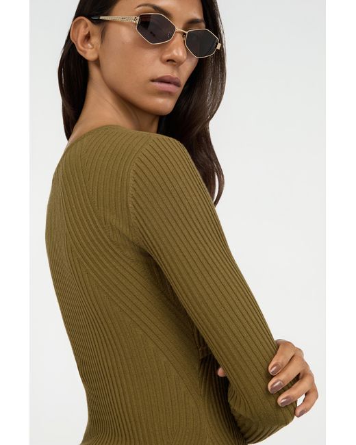 Roberto Cavalli Green Gerippter Pullover