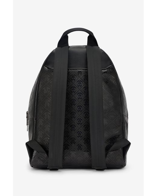 Roberto Cavalli Black Backpack With All-Over Mirror Snake Monogram for men