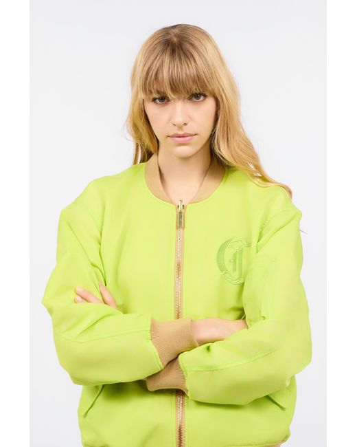 Roberto Cavalli Yellow Bomber Jacket With Jc Monogram