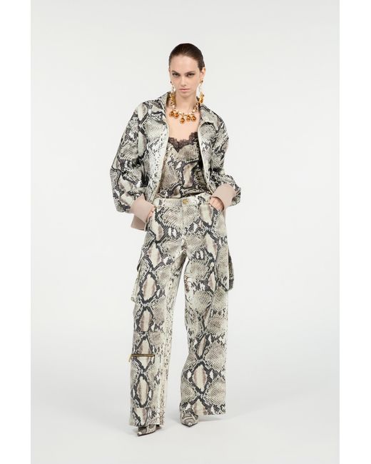 Haut En Soie À Imprimé Python Roberto Cavalli en coloris White