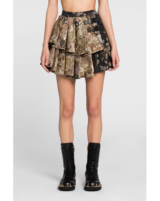 Roberto Cavalli Natural Floral-Brocade Mini Skirt