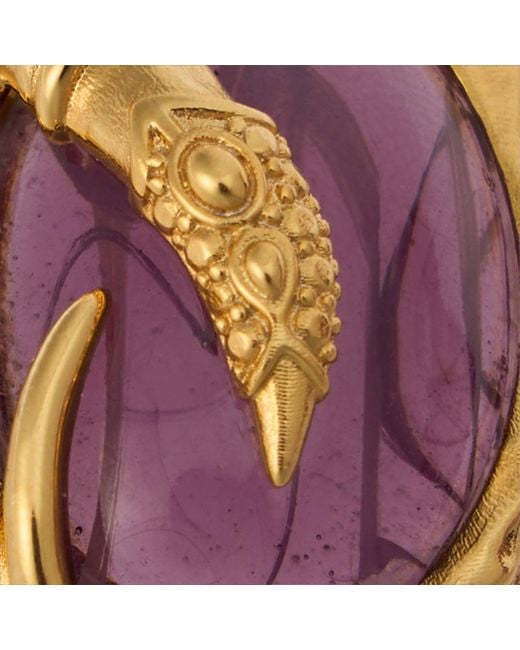 Roberto Cavalli Pink Golden Cocktail Ring With Amethyst Stone