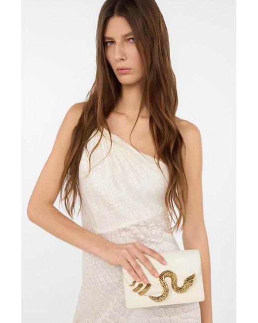 Roberto Cavalli Natural Bag With Snake And Scale Motif