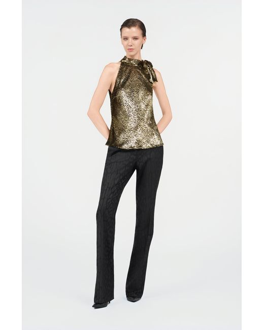 Roberto Cavalli Green Fil Coupé Top With Leopard Motif