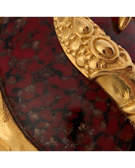 Roberto Cavalli Multicolor Golden Cocktail Ring With Ruby Stone
