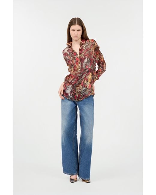 Roberto Cavalli Red Shirt With Python Print