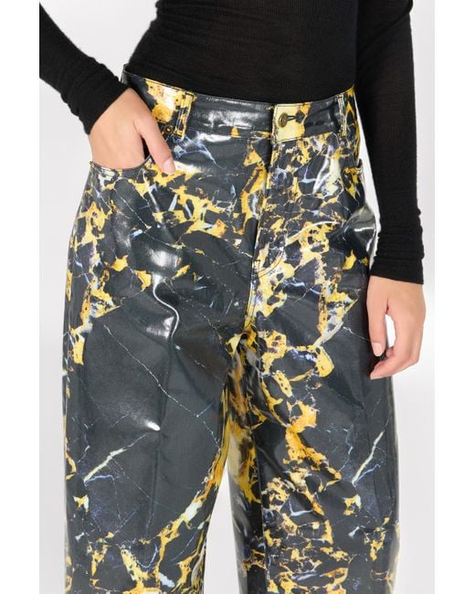 Roberto Cavalli White Loose Trousers With Marble Print