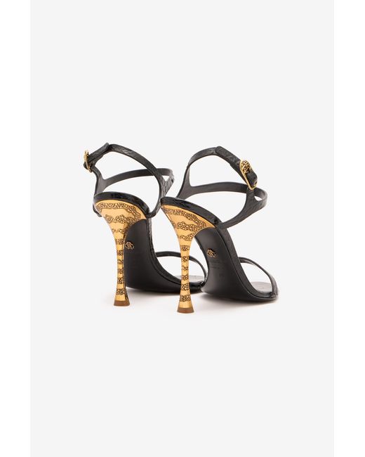 Roberto Cavalli Multicolor Crocodile-Effect Slingback Sandals