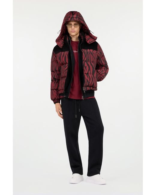 Roberto Cavalli Red Zebra Print Down Jacket for men