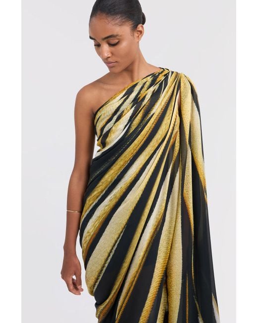 Roberto Cavalli White Ray Of Print Silk Maxi Dress