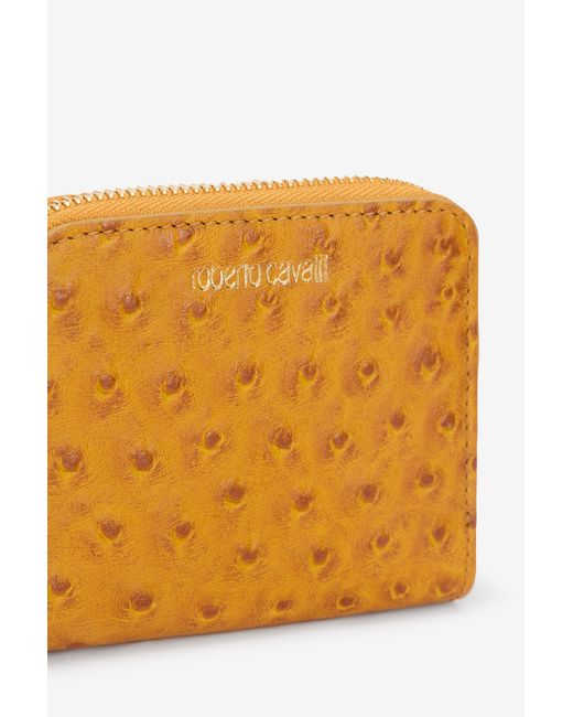 Roberto Cavalli Multicolor Small Ostrich-Effect Wallet