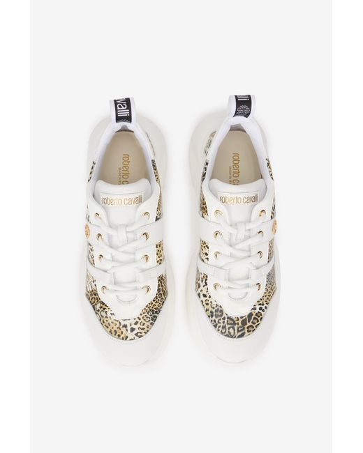 Roberto Cavalli Multicolor And Jaguar Sneakers With Logo