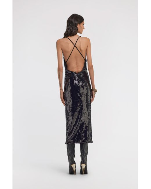 Roberto Cavalli Blue Sequined Midi Dress