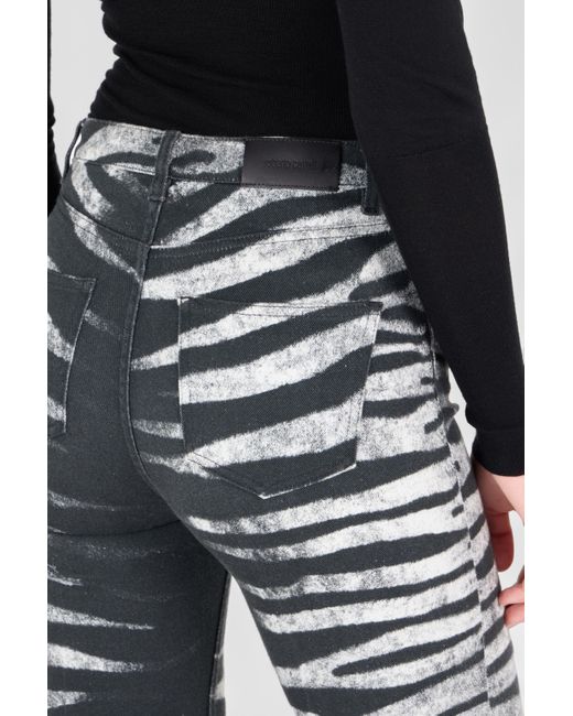 Roberto Cavalli Black Hose Mit Print Zebra