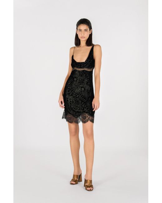 Roberto Cavalli Black Mini Dress With Lace