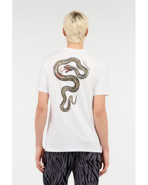 Roberto Cavalli White T-Shirt With Snake Print for men