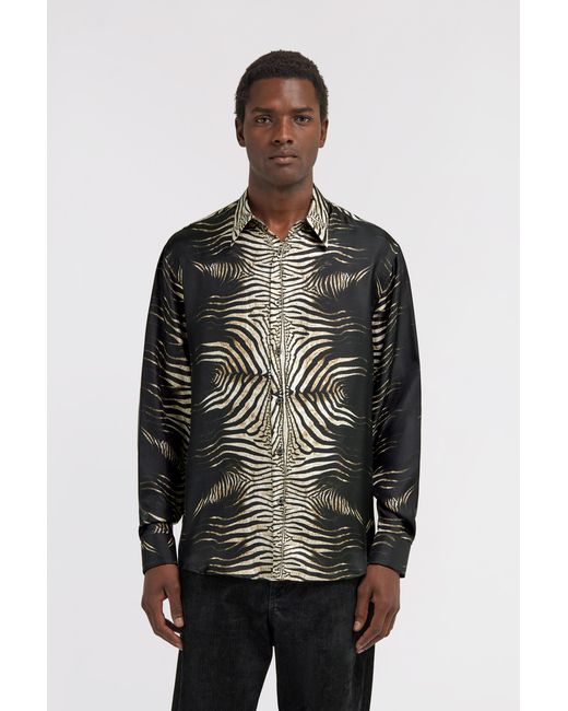 Roberto Cavalli Black Shirt With Zebra Print for men