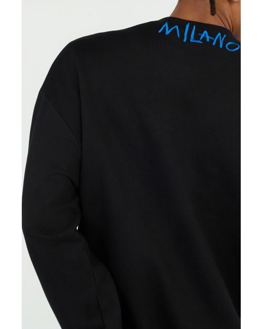 Felpa Nera Con Ricamo Logo Graffiti di Roberto Cavalli in Blue da Uomo
