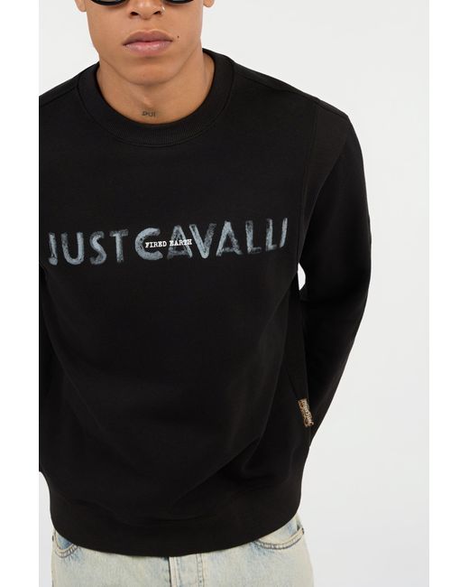 Roberto Cavalli Black Just Cavalli Logo Sweatshirt for men