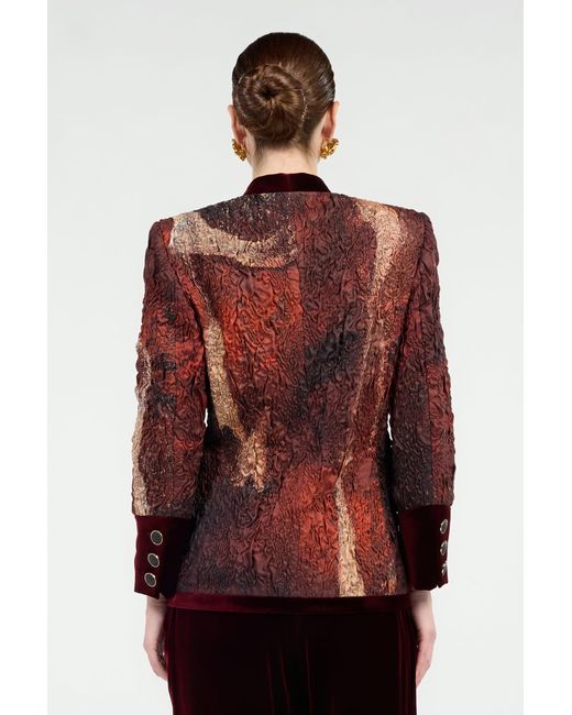 Roberto Cavalli Red Silk Jacket With Marble Print