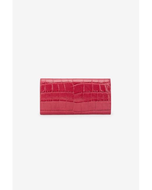 Roberto Cavalli Red Crocodile-Effect Flap Wallet